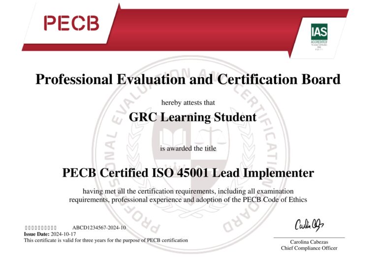 ISO 45001 LI GRC Learning Student